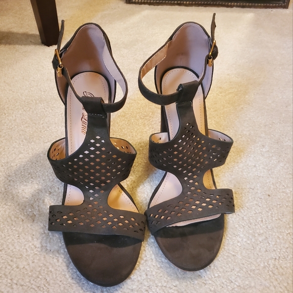 Bella Luna Green Chunky Heeled Sandals Size 9 - Picture 2 of 7